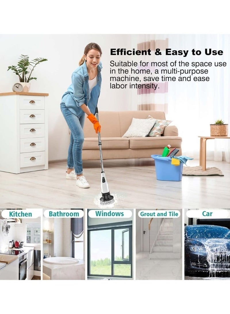 Eworld Cordless Electric Spin Scrubber with 7 Replaceable Drill Brush Heads, 54in Adjustable Extension Arm & 2500mAh High-Rate Battery with Type-C fast charger for Bathroom, Kitchen, Floor & Tile Cleaning. - Image 4