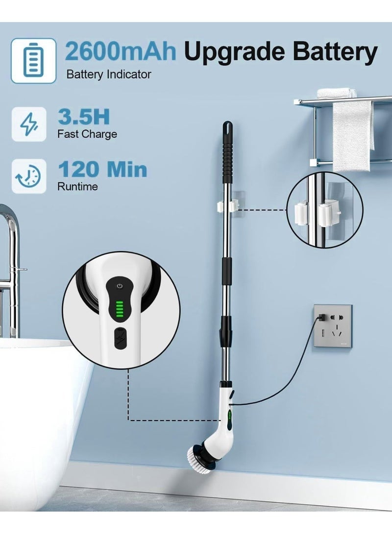 Eworld Cordless Electric Spin Scrubber with 7 Replaceable Drill Brush Heads, 54in Adjustable Extension Arm & 2500mAh High-Rate Battery with Type-C fast charger for Bathroom, Kitchen, Floor & Tile Cleaning. - Image 5