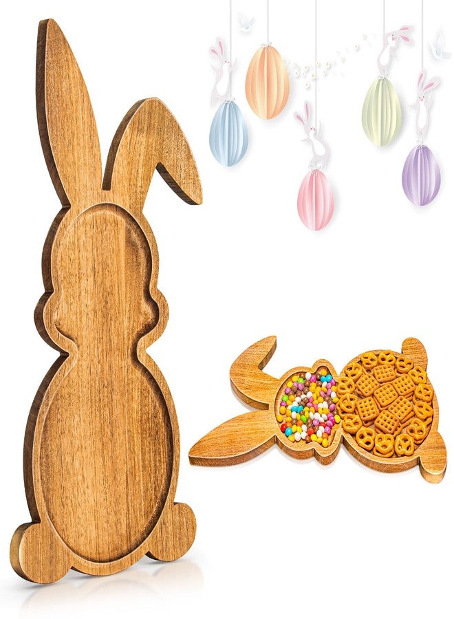Yoshiky Farmhouse Bunny Serving Wood Trays, Nesting Rabbit-Shaped Wooden Charcuterie Serving Platters for Easter or Spring Rustic Decorative - Image 1