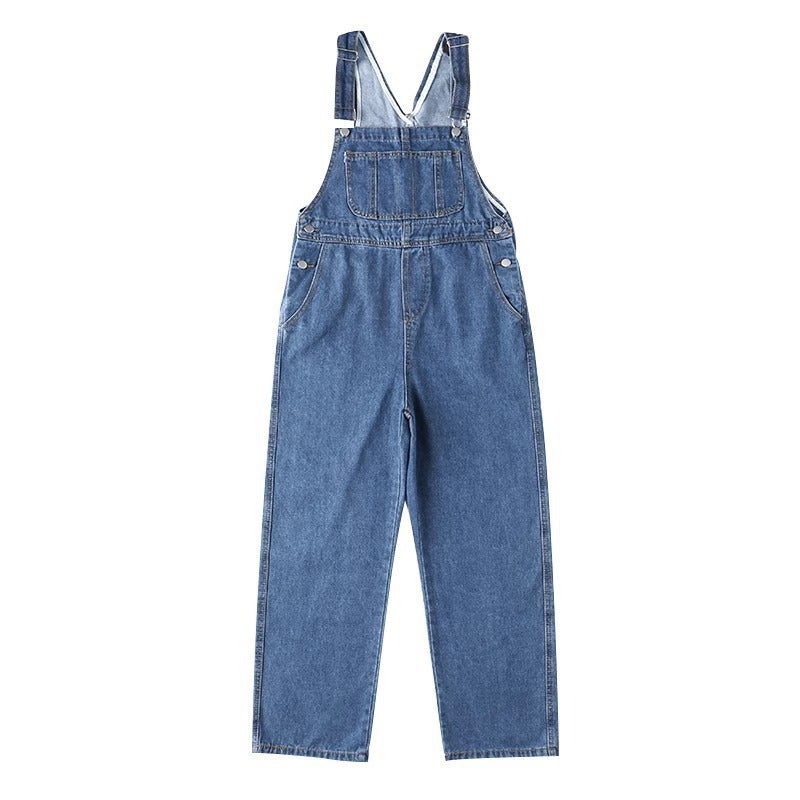 2025 Suitable For Thick Hips And Thighs Straight Denim Overalls For Women Korean Style Loose Spring And Autum Retro Wide Leg Pants - Image 1