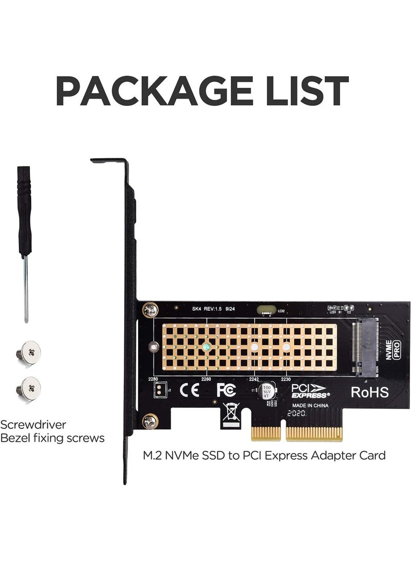 M.2 NVME SSD to PCIe 3.0 x4 Adapter, M.2 2280 2260 2242 2230 SSD to PCIe 3.0 x4 Host Controller Expansion Card with Aluminum Heatsink for PC Desktop, Support Windows, Mac & Linux OS - Image 5
