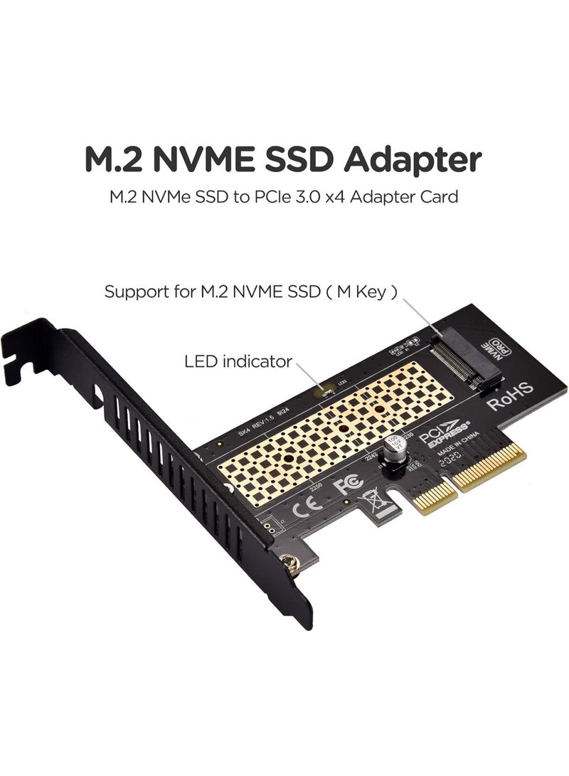 M.2 NVME SSD to PCIe 3.0 x4 Adapter, M.2 2280 2260 2242 2230 SSD to PCIe 3.0 x4 Host Controller Expansion Card with Aluminum Heatsink for PC Desktop, Support Windows, Mac & Linux OS - Image 4