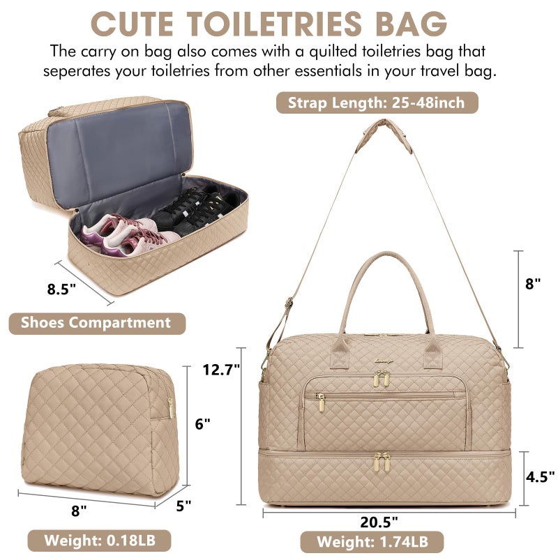 LUOCIP Travel Duffle Bag Weekender for Women - Carry-On Overnight Bag Personal Item Bag with Shoe Compartment & Wet Pocket Large Weekend Tote Bags with Toiletry Bag Hospital Bags for Labor and Delivery - Image 2