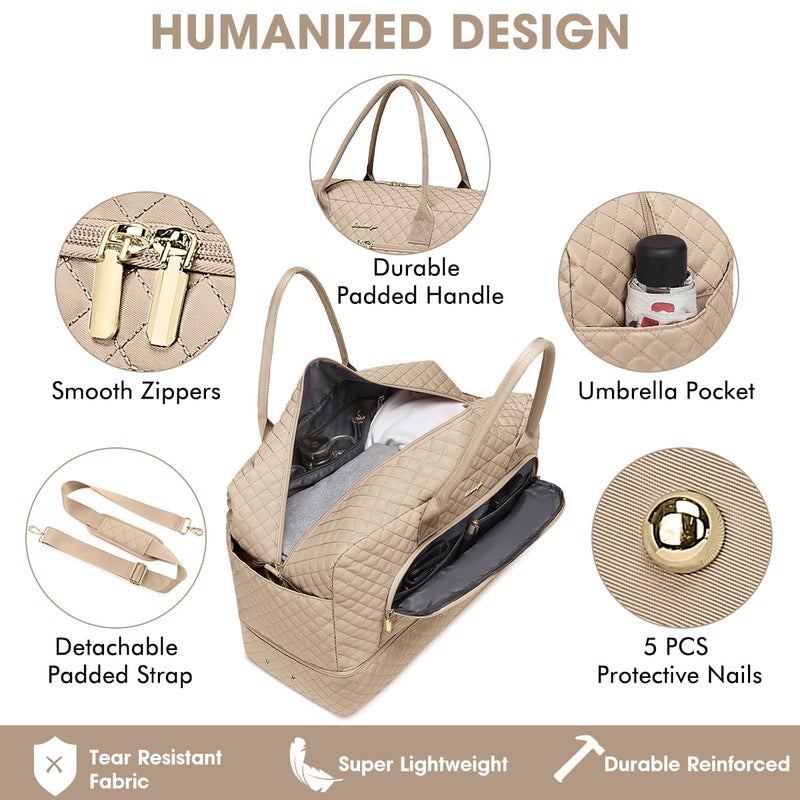 LUOCIP Travel Duffle Bag Weekender for Women - Carry-On Overnight Bag Personal Item Bag with Shoe Compartment & Wet Pocket Large Weekend Tote Bags with Toiletry Bag Hospital Bags for Labor and Delivery - Image 3