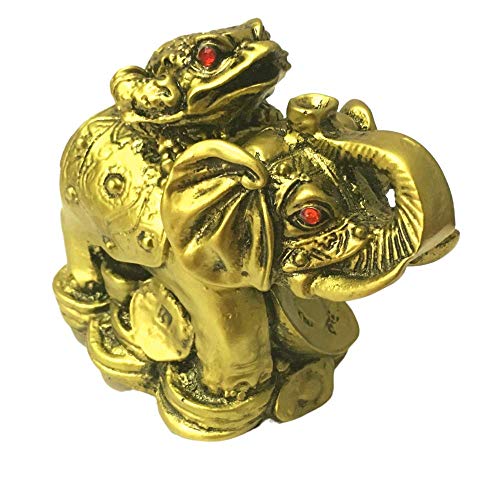 GJ Vastu Feng Shui Wish Completion Frog on Elephant for Wealth Showpiece - Pack of 2 - Image 3