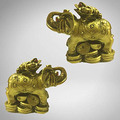 GJ Vastu Feng Shui Wish Completion Frog on Elephant for Wealth Showpiece - Pack of 2 - Image 2