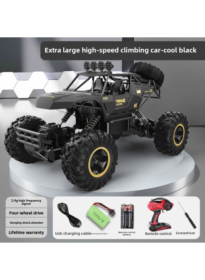 Children's Remote Control Off-road Vehicle High-level Sense Toy Travel Outdoor Play Car Charging High-speed Four-wheel Drive Climbing Car-Color:❄❄❄Light Version★Alloy Black Oversized 38cm Four-wheel