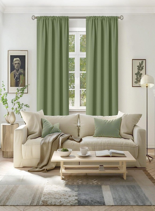 BGment Olive Green Blackout Curtains for Living Room - 84 Inch Length Thermal Insulated Drapes with Rod Pocket Room Darkening Privacy Spring Decor for Dining Bedroom, 2 Panels, 52 x 84 Inch - Image 2