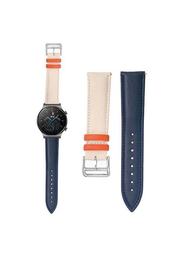 فيسوس سوار بديل من الجلد الطبيعي مقاس 22 مم لساعة هواوي GT2 Pro أسود / بيج / برتقالي