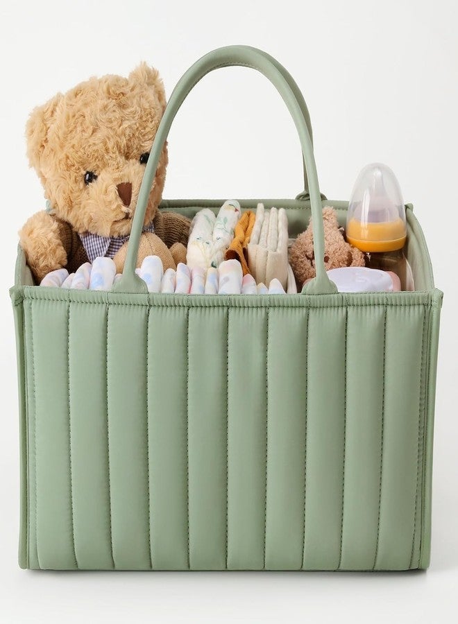 Prplet Baby Diaper Organizer Caddy Baskets – Large Nursery Storage Basket with Handles, Removable Dividers & Multiple Compartments | Diaper Bag for New born Essentials, Toys, Wipes, Bottles (Green) - Image 1