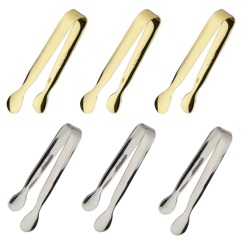 6PCS Ice Tongs Mini Sugar Tongs 425Inch Stainless Steel Small Serving Tongs Small Kitchen Tiny Tongs for AppetizersTea Party Coffee Bar Desserts Gold