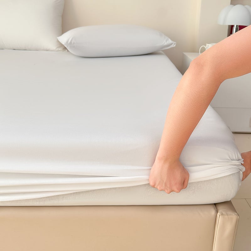 Pink Fitted Sheet Soft Comfortable Fabric Machine Washable Solid Color Mattress Cover 59x79 Inch - Image 4