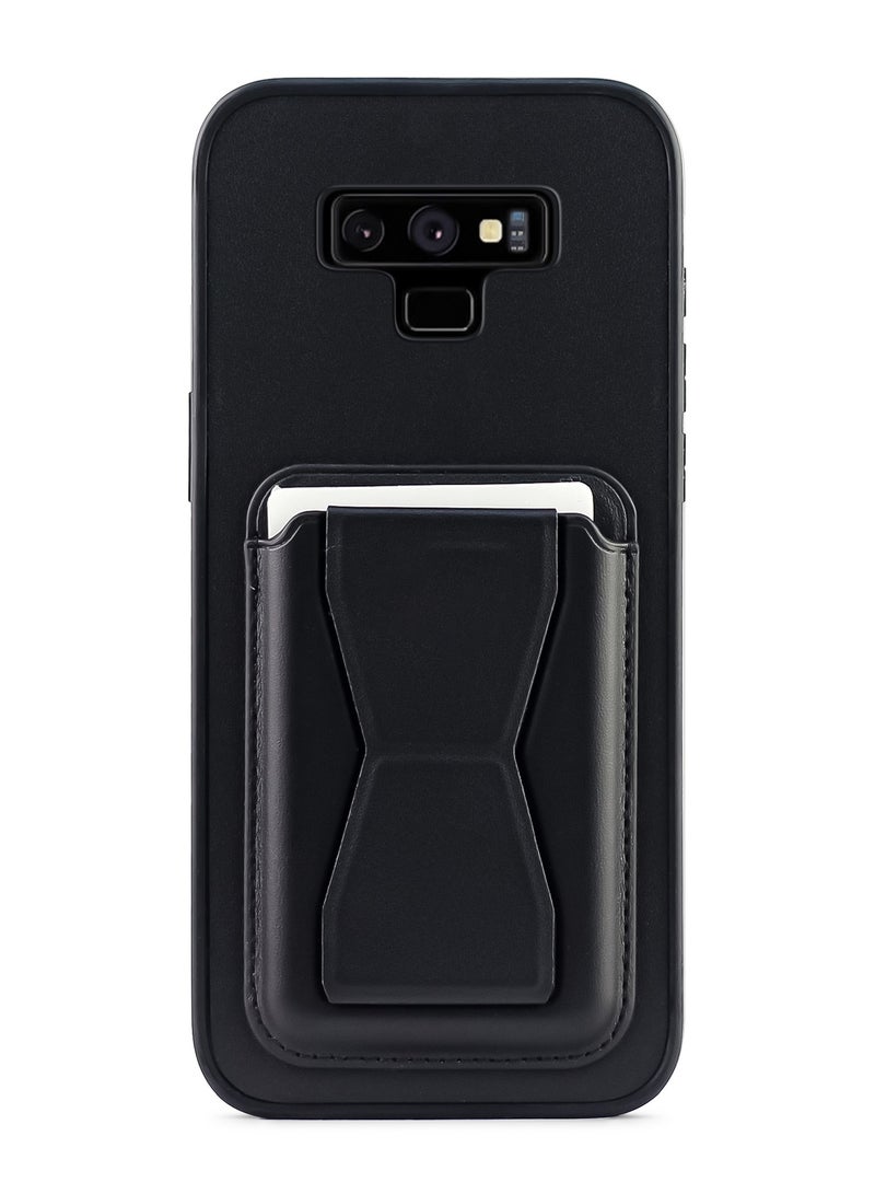 Leather back cover with card wallet Foldable Shockpoof Case compatible with Samsung Galaxy Note 9 (Black) 