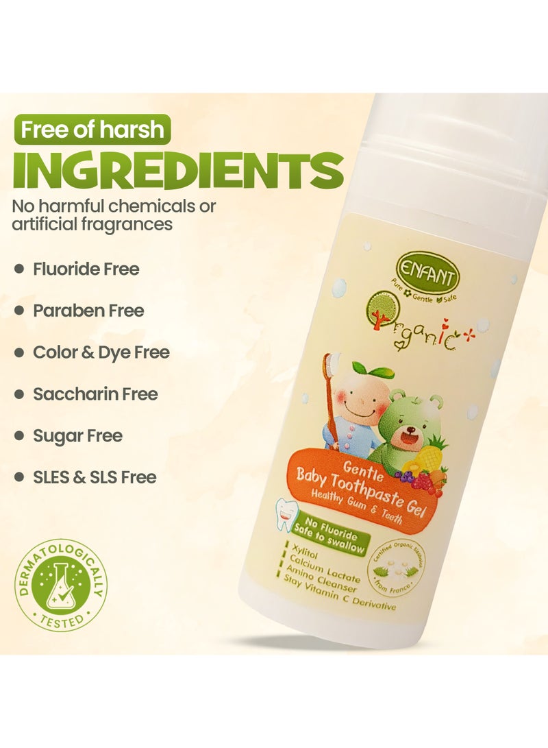 Enfant Baby Toothpaste Gel Infant & Toddler Oral Care Organic Plus Gentle Baby Toothpaste Gel 1 Year+ 30ML Kids Toothpaste Gel Fluoride Free, Paraben Free Saccharin Free, Sugar Free, SLES & SLS Free Specially Formulated To Protect Children's Teeth - Image 3