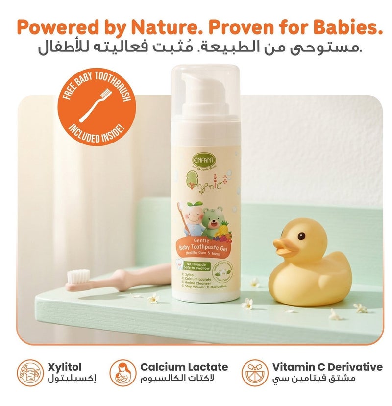 Enfant Baby Toothpaste Gel Infant & Toddler Oral Care Organic Plus Gentle Baby Toothpaste Gel 1 Year+ 30ML Kids Toothpaste Gel Fluoride Free, Paraben Free Saccharin Free, Sugar Free, SLES & SLS Free Specially Formulated To Protect Children's Teeth - Image 4