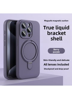 Apple 16 Mobile Phone Case Magsafe Bracket Magnetic 15promax Liquid Silicone IPhone14 Protective Cover Soft-Color:Berry Purple Bracket Model With Packaging-Applicable Models:iPhone13