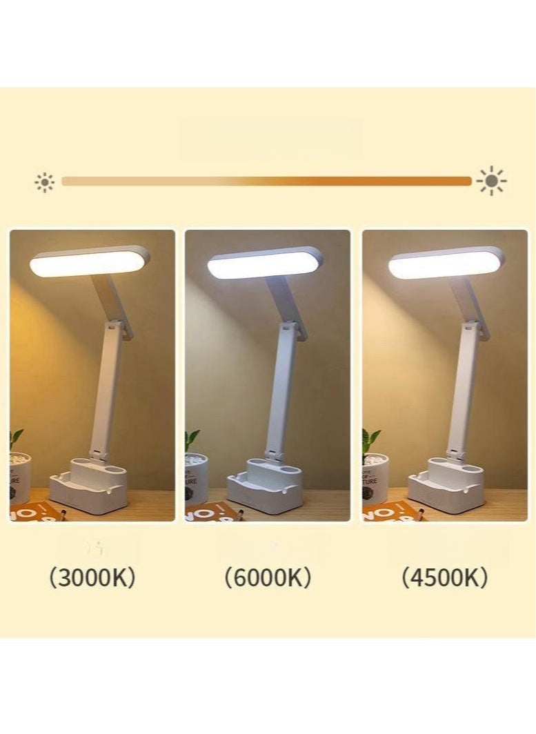 LED Desk Lamp With USB Port,Eye-Caring Table Lamp With 3 Color Light Modes,Remote Control Desk Lamp Desk Light With Phone Holder And Storage