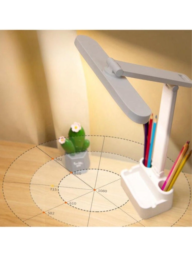 LED Desk Lamp With USB Port,Eye-Caring Table Lamp With 3 Color Light Modes,Remote Control Desk Lamp Desk Light With Phone Holder And Storage