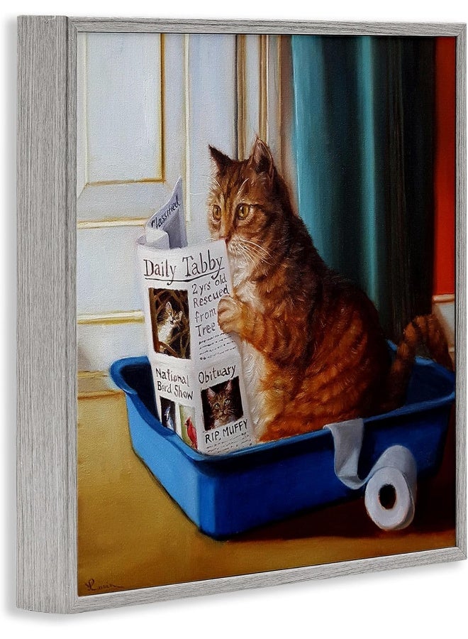Home Trove Litter Box Reading Funny Cat Pet Painting - Image 3