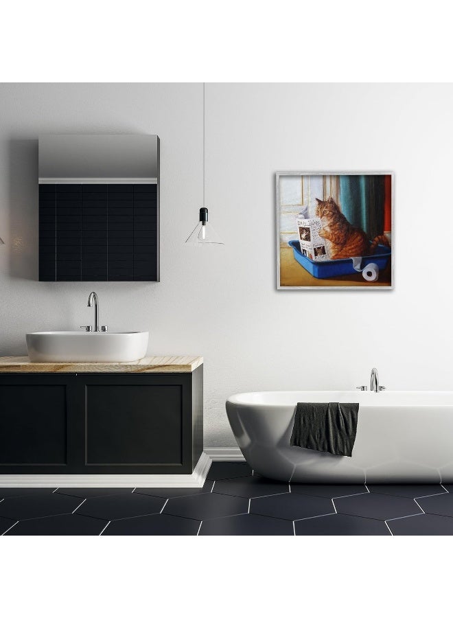 Home Trove Litter Box Reading Funny Cat Pet Painting - Image 2