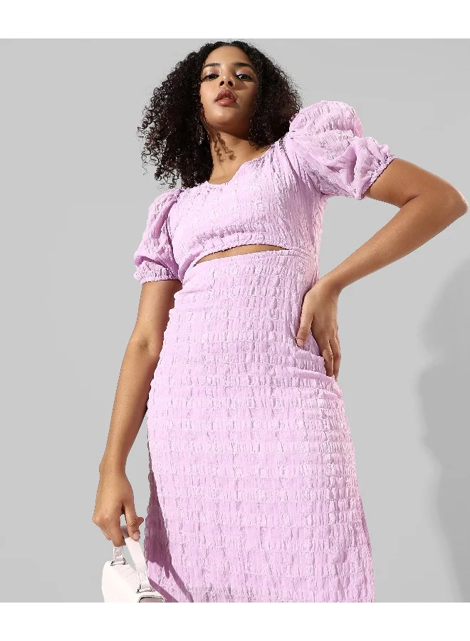 Campus Sutra Textured Cutout Dress