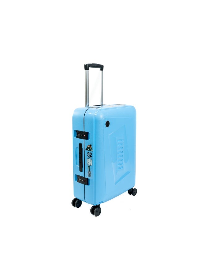 Medium Checked suitcase traveling luggage fashion style rolling trolley bag Blue 24 inch - Image 4