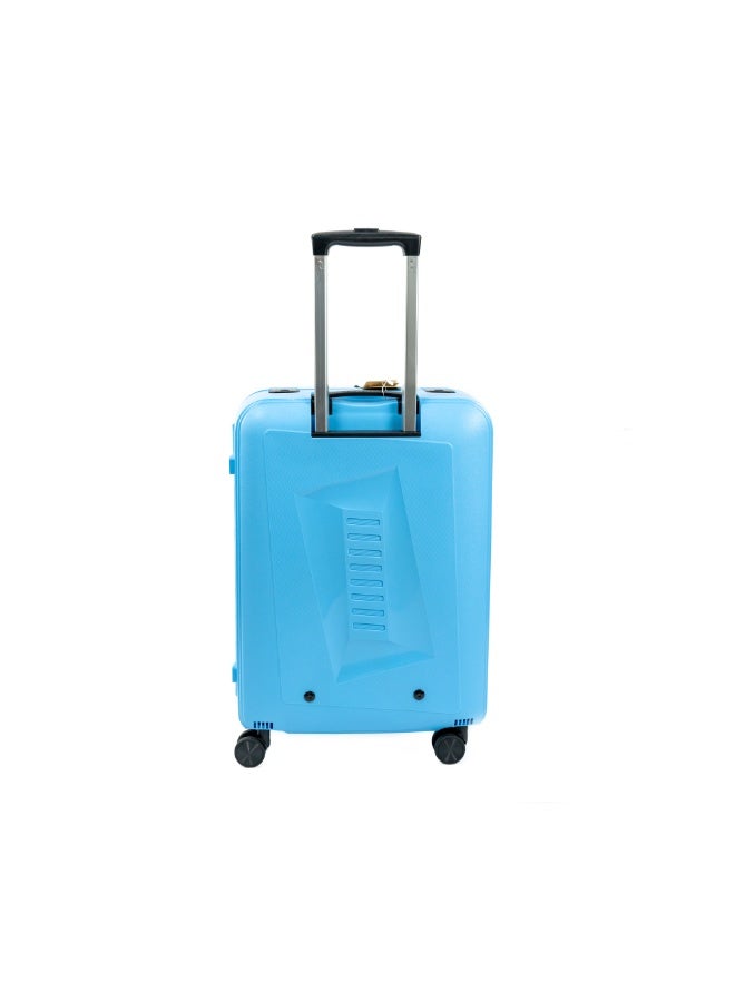 Medium Checked suitcase traveling luggage fashion style rolling trolley bag Blue 24 inch - Image 3