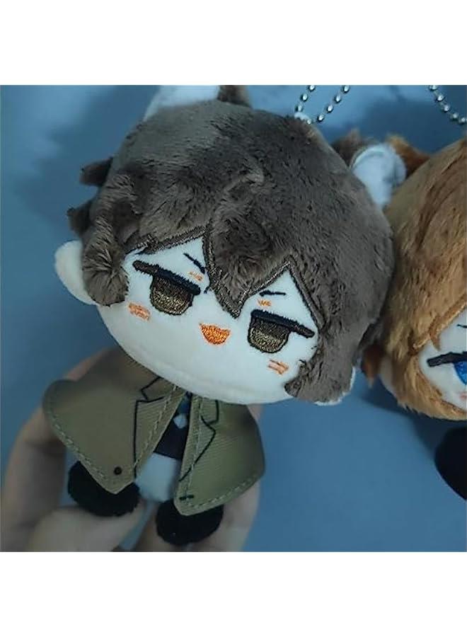 Anime Plush Keychain, 4 Cute Chibi Dazai Plush Figure Key Chain Charms for Backpack, Dazai Osamu Chuuya Rampo Dostoevsky Plush for BSD Fans (Dazai Osamu) - Image 4