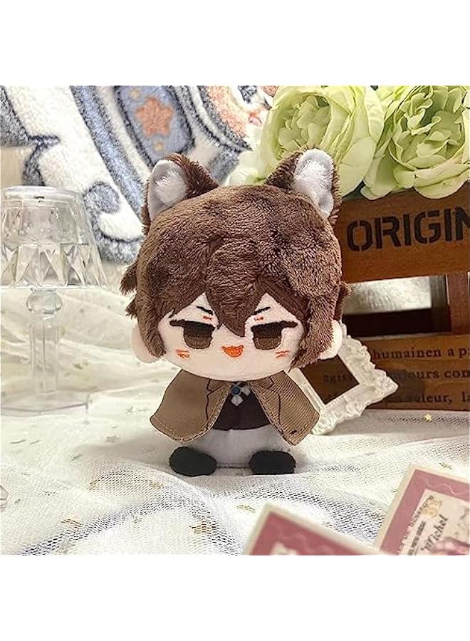 Anime Plush Keychain, 4 Cute Chibi Dazai Plush Figure Key Chain Charms for Backpack, Dazai Osamu Chuuya Rampo Dostoevsky Plush for BSD Fans (Dazai Osamu) - Image 2