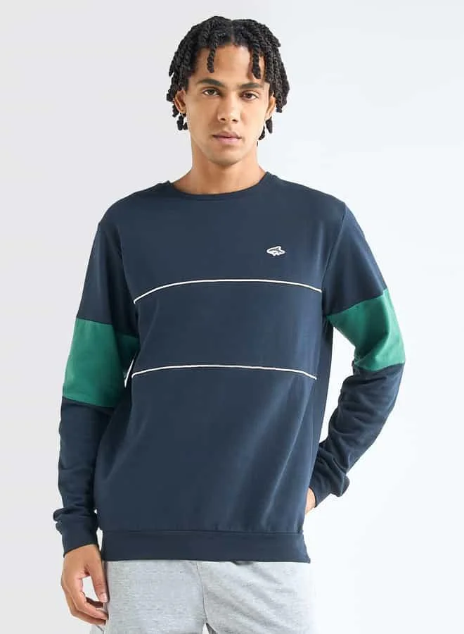 Splash FAV Solid Sweatshirt with Crew Neck and Long Sleeves