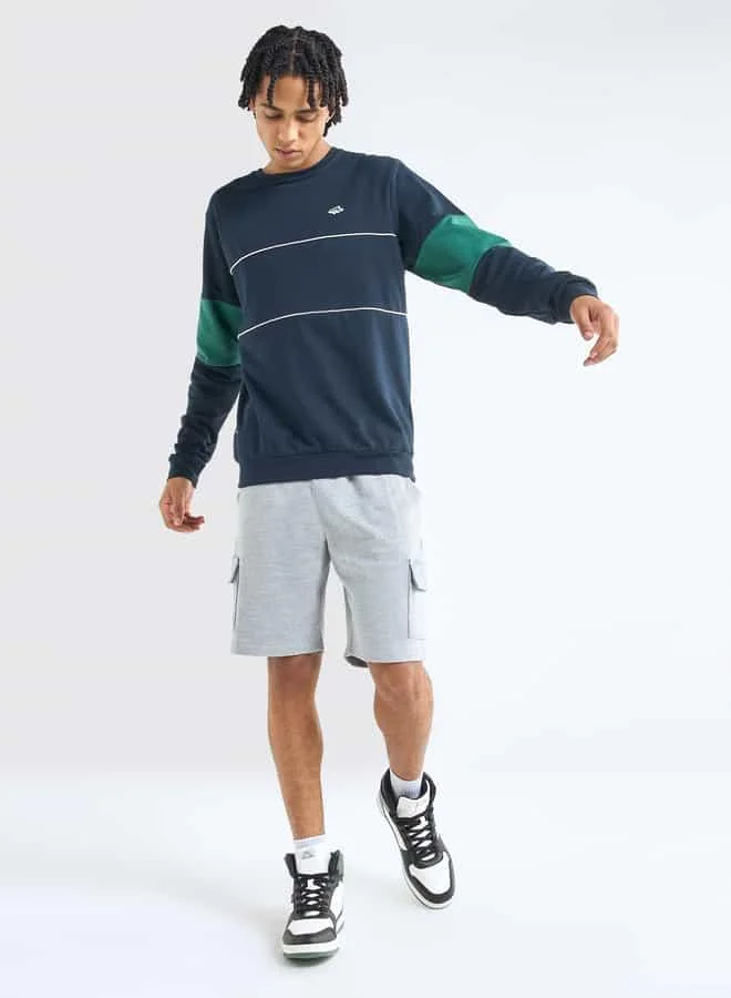 Splash FAV Solid Sweatshirt with Crew Neck and Long Sleeves