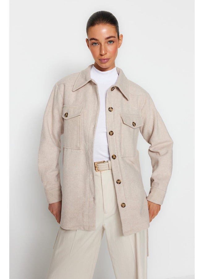 trendyol Stone Belted Stamped Jacket Coat TWOAW24MO00171 - Image 1