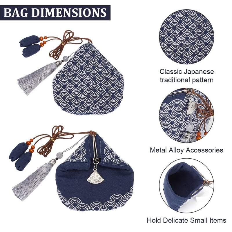 FREEBLOSS Sashiko Coin Purse DIY Kit with Instructions Waves Sashiko Kit for Beginners Japanese Sashiko Embroidery Bag for Girls Mums Gift - Image 3