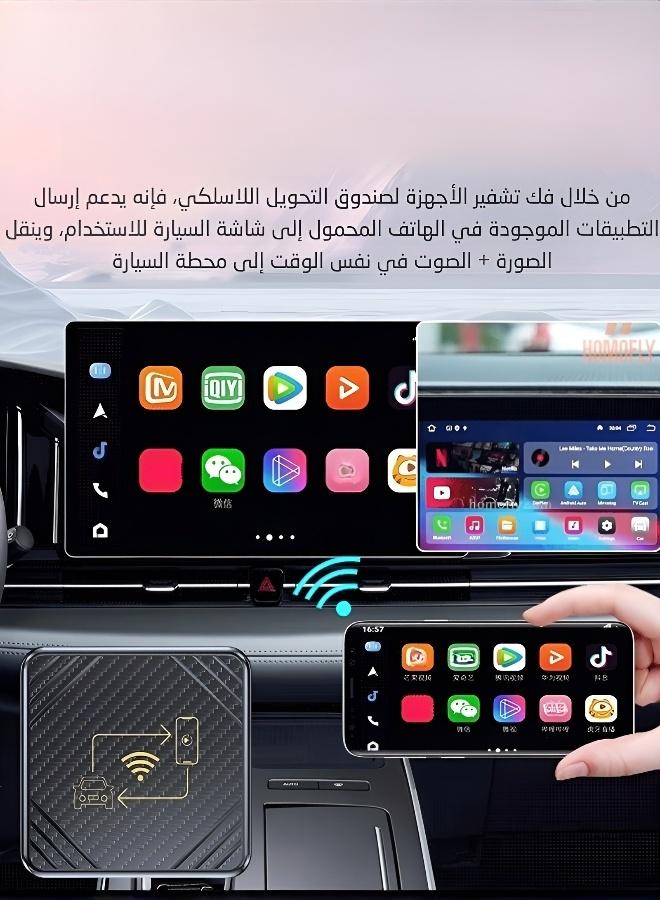 محول كاربلاي لاسلكي عالمي للسيارة محول ذكي أندرويد أوتو يدعم شبكة 4G وتقسيم الشاشة - Image 2