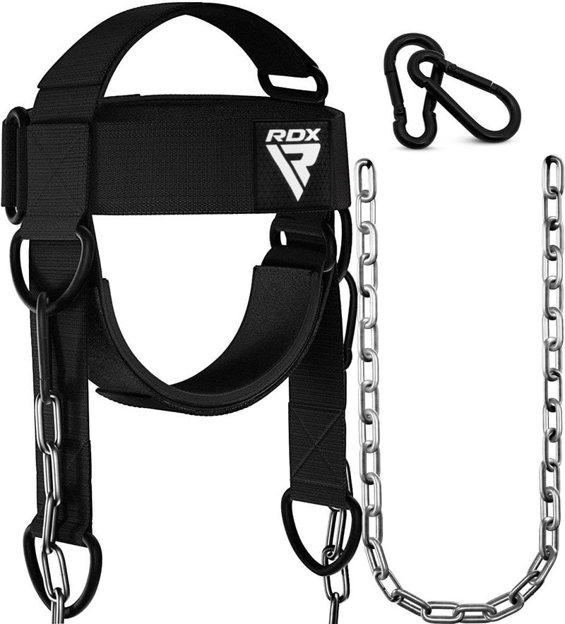 RDX Neck Harness Weight Lifting Training, Head Harness Exerciser, 4MM Padded Neck Builder, 90CM Long Adjustable Steel Chain, Gym Boxing Strength Resistance Workout, Strengthener Trainer Equipment - Image 1