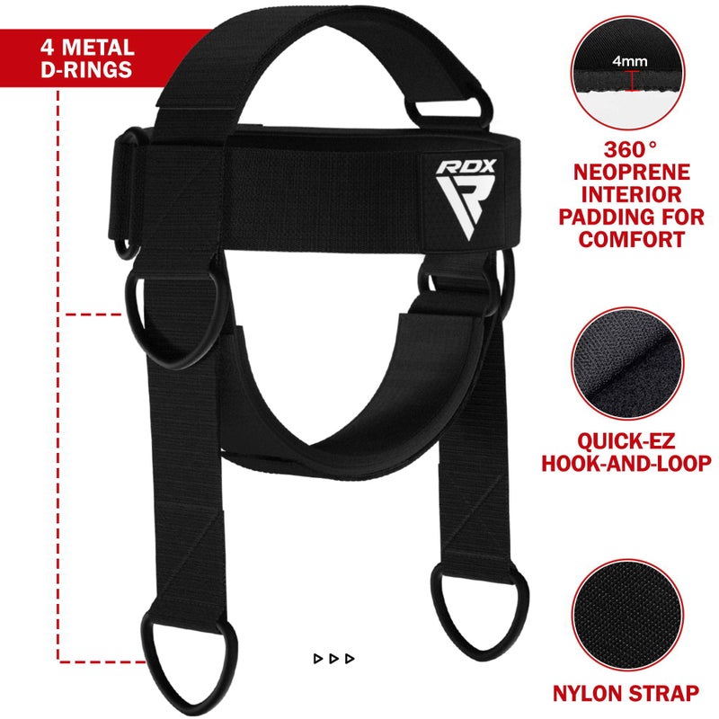 RDX Neck Harness Weight Lifting Training, Head Harness Exerciser, 4MM Padded Neck Builder, 90CM Long Adjustable Steel Chain, Gym Boxing Strength Resistance Workout, Strengthener Trainer Equipment - Image 3
