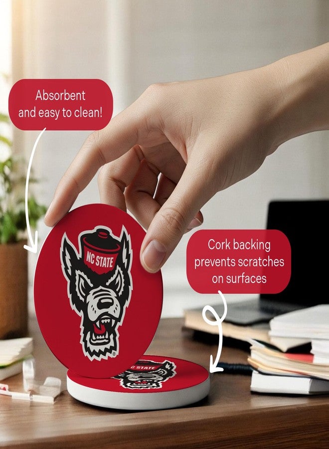 ديزرت كاكتوس مجموعة قواعد أكواب سيراميك دائرية من جامعة ولاية كارولينا الشمالية بتصميم صبار الصحراء، 4 قطع، قواعد أكواب ماصة للمشروبات من جامعة ولاية كارولينا الشمالية مع قاعدة من الفلين (التصميم أ) - Image 5