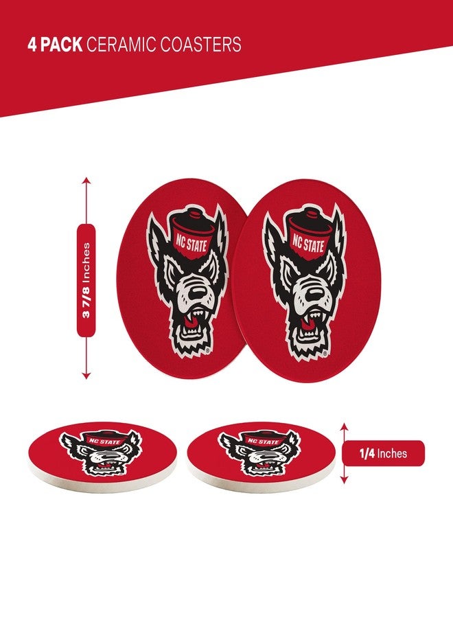 ديزرت كاكتوس مجموعة قواعد أكواب سيراميك دائرية من جامعة ولاية كارولينا الشمالية بتصميم صبار الصحراء، 4 قطع، قواعد أكواب ماصة للمشروبات من جامعة ولاية كارولينا الشمالية مع قاعدة من الفلين (التصميم أ) - Image 2