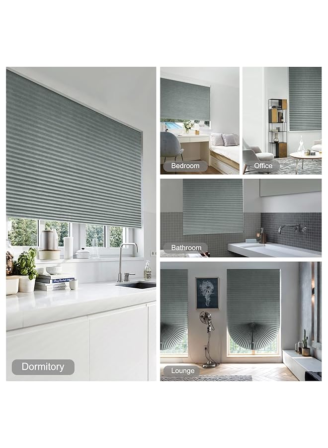 erorex Pleated Paper Shade Cordless Pleated Shade Light Filtering Fabric Window Shade Room Darkening Blinds For Home Bedroom Office Kitchen Bathroom Window Easy To Install Grey 60X150Cm  - Image 4