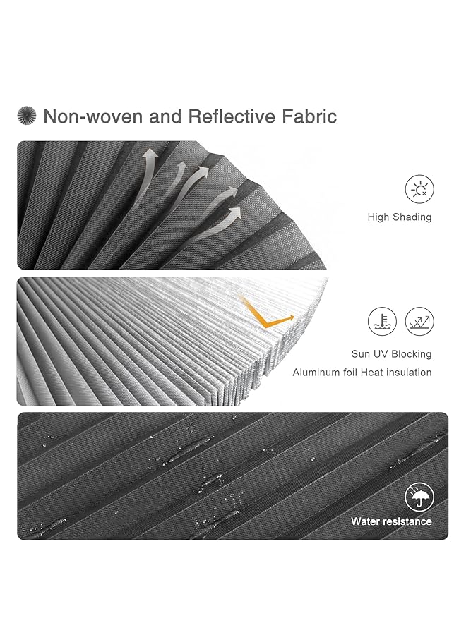 erorex Pleated Paper Shade Cordless Pleated Shade Light Filtering Fabric Window Shade Room Darkening Blinds For Home Bedroom Office Kitchen Bathroom Window Easy To Install Grey 60X150Cm  - Image 2
