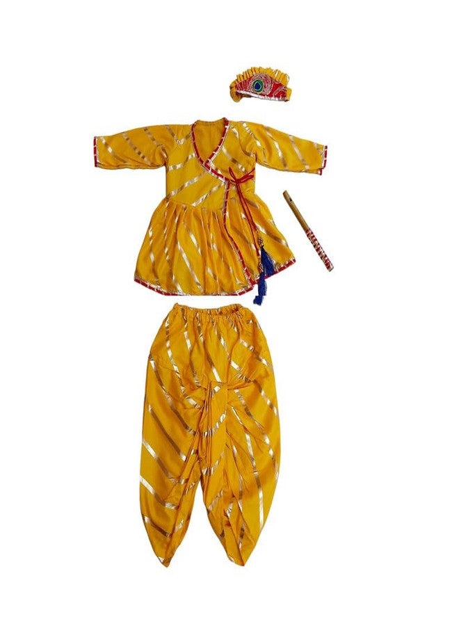Aglare Krishna.. Embroidered Angarkha Top With Lace Work Dhoti And Mukut Murli,for Janmashtami and Navratri.Girls Kedia..YY18 - Image 1