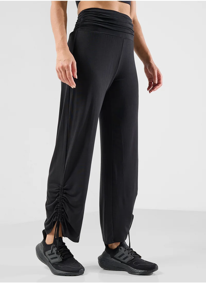 FRWD Ruched Waist Straight Fit Jersey Pant