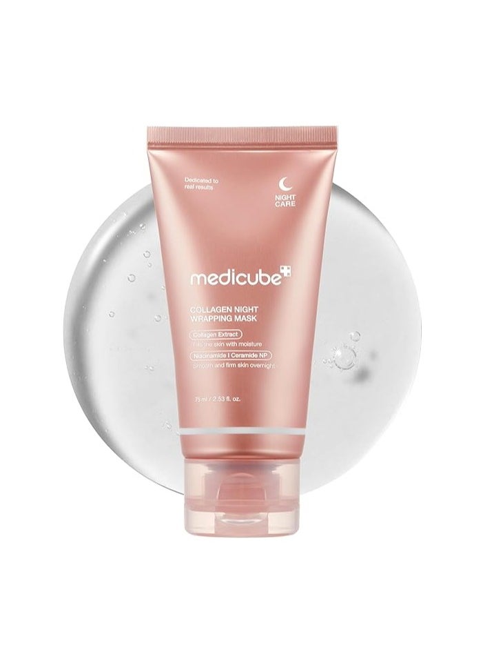 Medicube Medicube Collagen Overnight Wrapping Peel Off Facial Mask Pack - Elasticity & Hydration Care, Reduces Sagging & Dullness - Hydrolyzed Collagen For Glowing Skin - Korean Skin Care, 2.53 fl.oz  - Image 1
