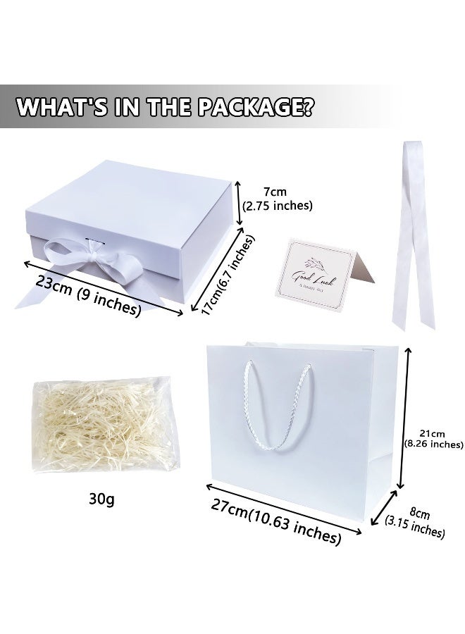 White Gift Box Set Empty,23x17x7cm,Large Gift Box for Party Surprise,Magnetic Present Boxes with Lid for Birthday Wedding Bridesmaid Groomsman Anniversary Valentines Baby Gift - Image 2