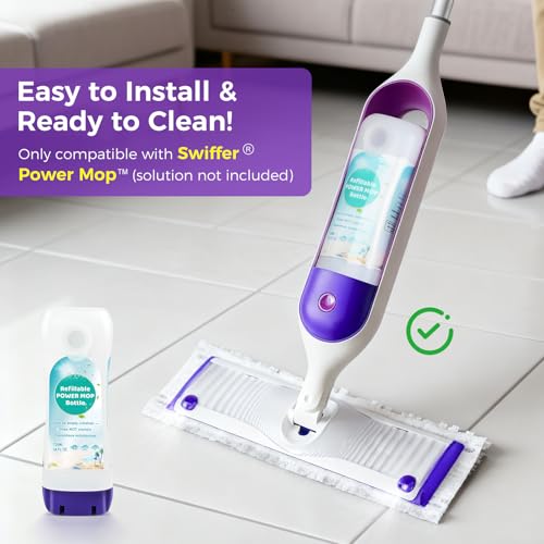 Fenkabs Refillable Bottle for Swiffer® Power Mop™ - 24 FL.OZ Reusable HDPE Container with 6 Leak-Proof Seal & 1 Funnel, Easy Install for Use with Any Cleaning Solution - Image 2
