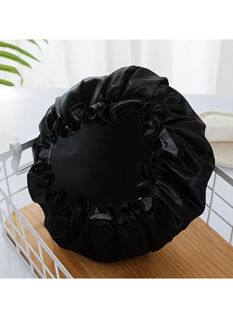 Ucanbe 1pc Double-Layer Waterproof Shower Cap - Reusable Bonnet for Women, Ideal for Bath, Hair Care, Spa & Salon - Image 1