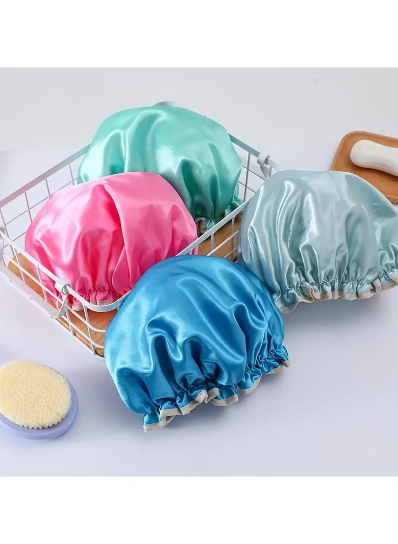 Ucanbe 1pc Double-Layer Waterproof Shower Cap - Reusable Bonnet for Women, Ideal for Bath, Hair Care, Spa & Salon - Image 5