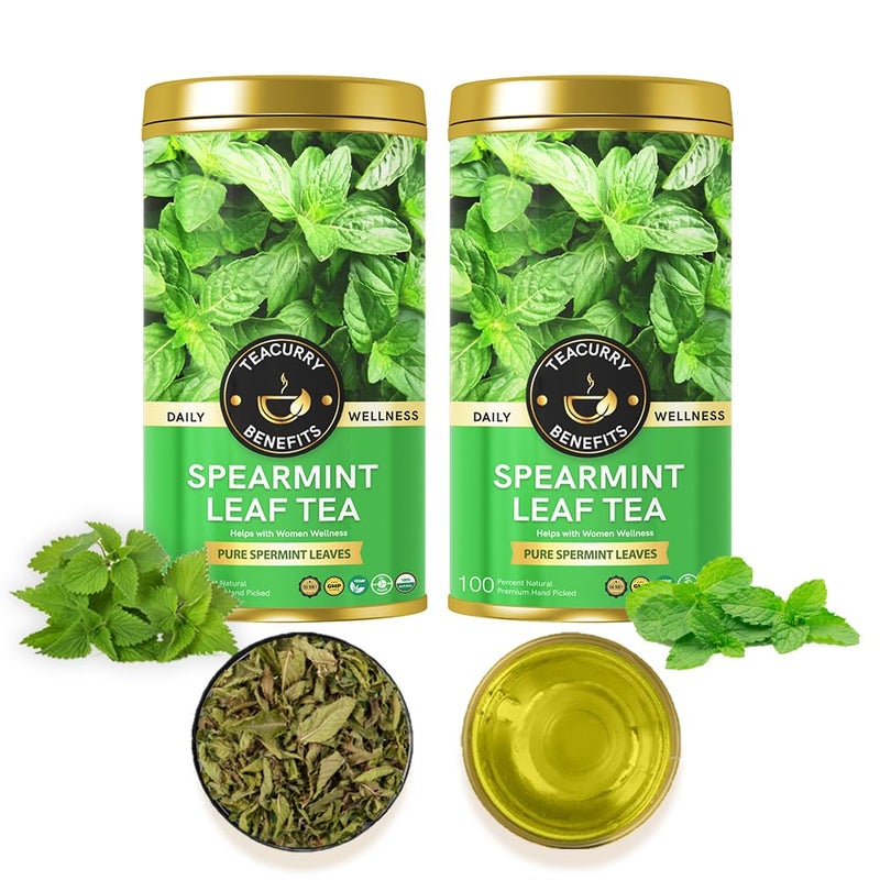TEACURRY Spearmint Tea - For PCOS, PCOD, Hormonal Balance, Acne, Pimples & Unwanted Facial Hair (100Gm) - Image 1