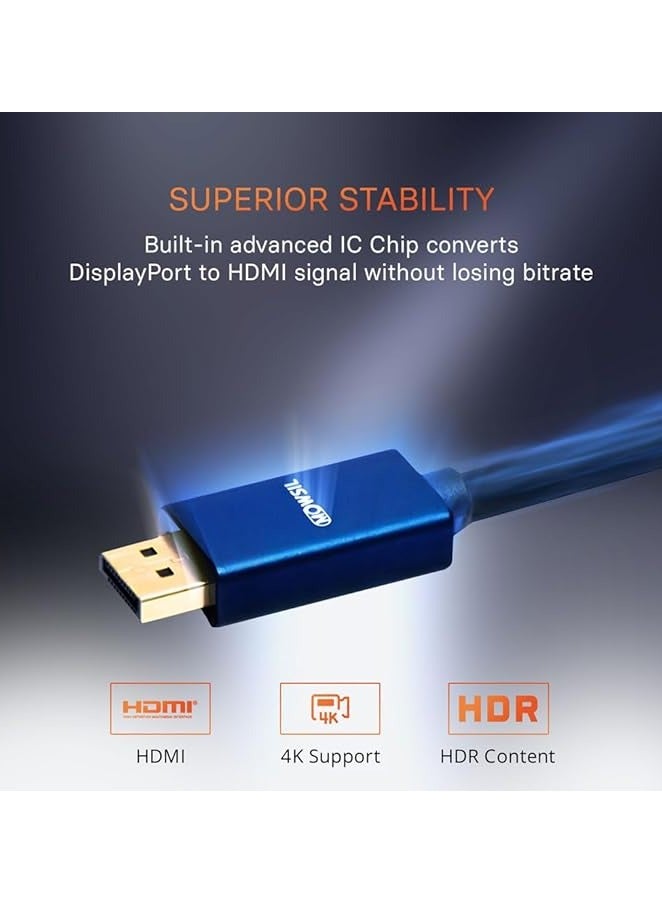 Mowsil 4K@60Hz DisplayPort 1.2 to HDMI 2.0 Cable 2Mtr, DP to HDMI Cable Male to Male Compatible for HP/Dell/ThinkPad/AMD/NVIDIA/Desktop - Image 5