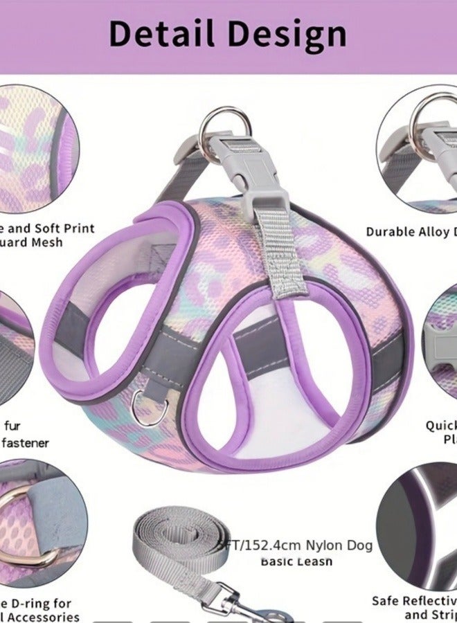 حزام كلب صغير بدون شد، حزام كلب قابل للتعديل، سترة مبطنة سهلة التحكم، حزام عاكس للحيوانات الأليفة بدون شد للمشي في الهواء الطلق والتدريب (لون عشوائي) - Image 2